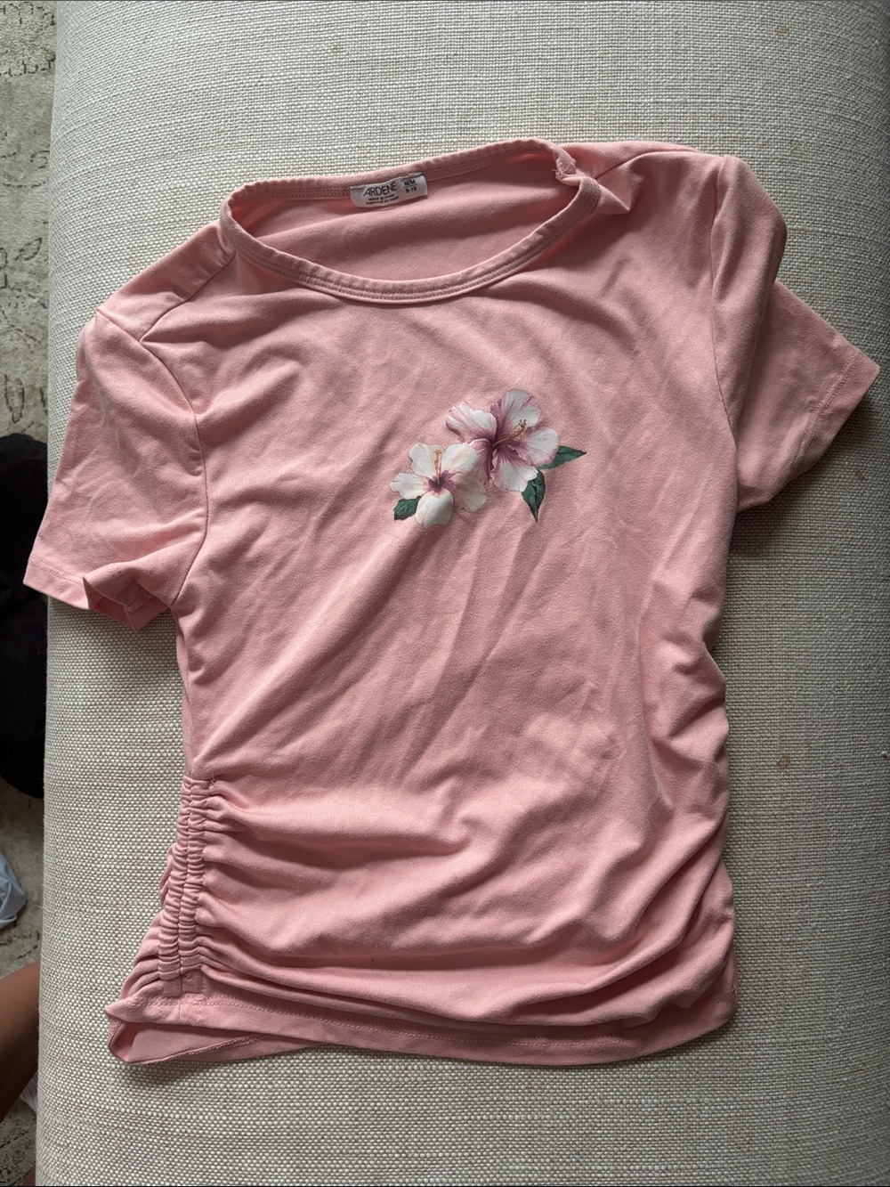 Pink Floral Short Sleeve Girls Tee